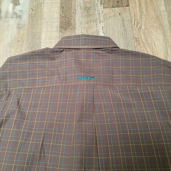 Ariat Pro Series Shirt Men's Small Brown Long Sleeve Button Down Work - Picture 5 of 8
